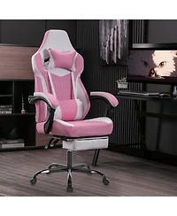 Streamdale Furniture Pink Gaming Chair with Footrest Ergonomic High Back