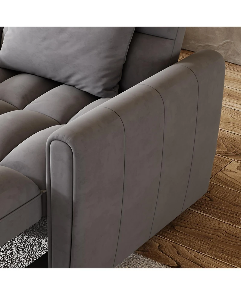 Streamdale Furniture 38.2" Foldable Velvet Sofa Bed - Dark Gray