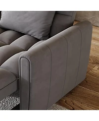 Streamdale Furniture 38.2" Foldable Velvet Sofa Bed - Dark Gray