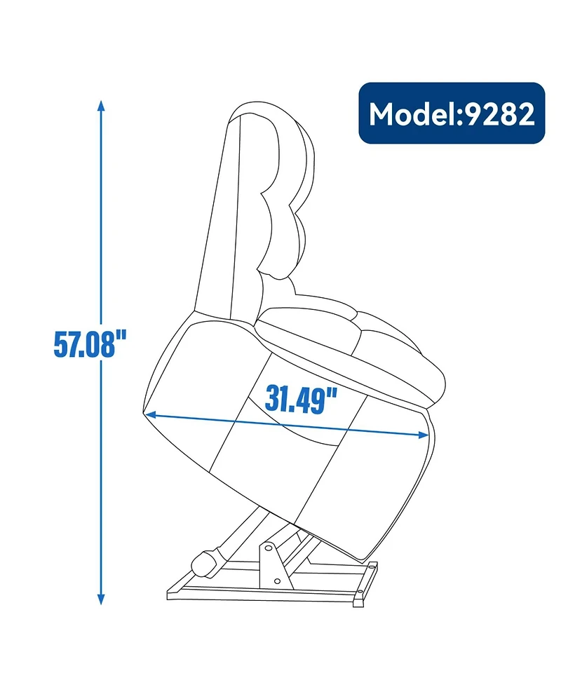 Streamdale Furniture Lift Recliner Heat Massage Dual Motor Infinite Position Blue