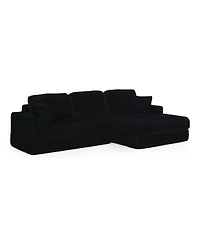 Streamdale Furniture L-Shape Corduroy Sectional Sofa Bed - Black