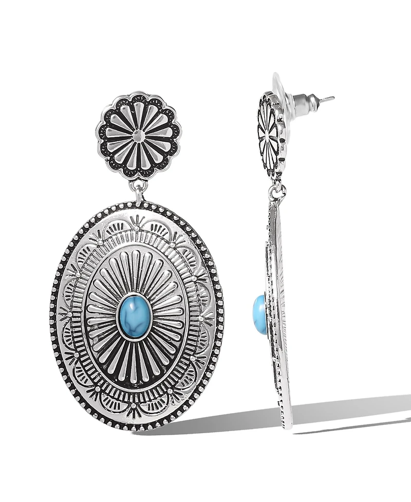Jessica Simpson Western Round Concho Drop Earrings