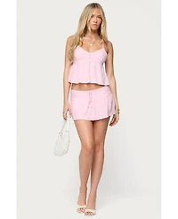 Edikted Womens Selene Lacey Pleated Tank Top