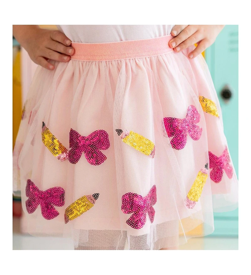 Sweet Wink Little and Big Girls Back to School Cutie Sequin Tutu Skirt