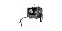 Aostirmotor Folding Pet Trailer Car for Bicycle, Folding Pet Carrier with Wheels, Safety Flag, Easy to Connect & Store, Black+ Gray