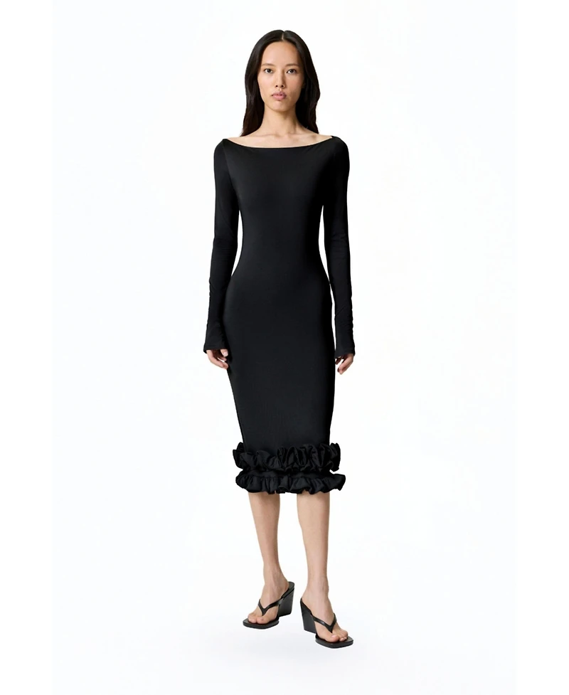 Nocturne Women's Jersey Maxi Dress with Ruffle Detail