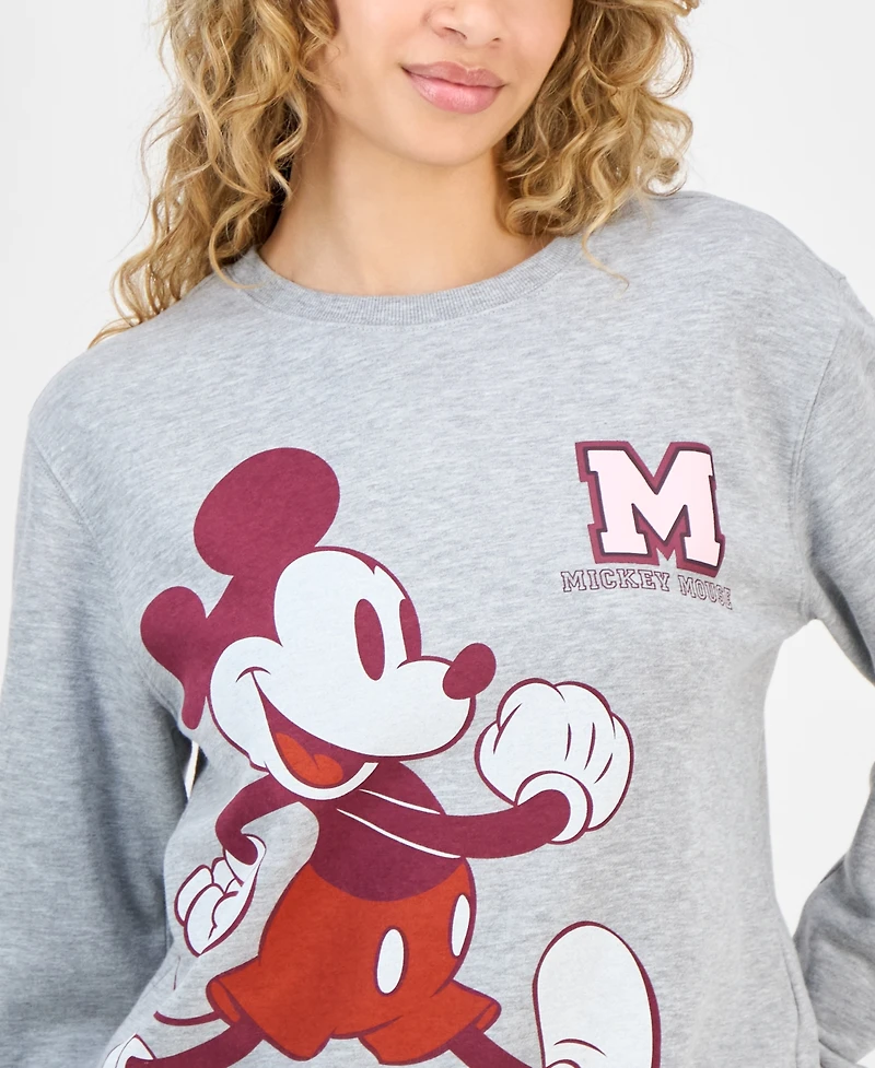 Disney Juniors' Collegiate Mickey Cotton Crewneck Sweatshirt