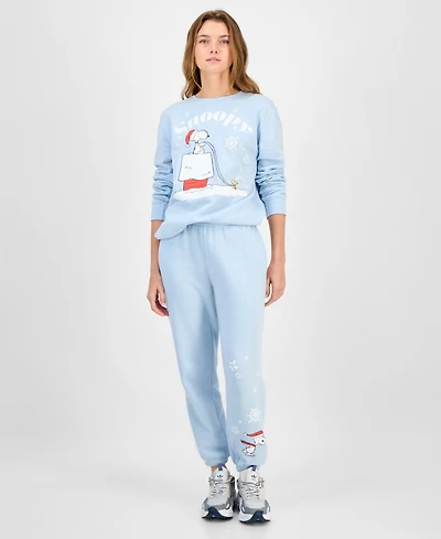 Hybrid Juniors' Snoopy Santa Hat Jogger Sweatpants