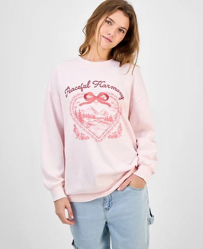 Rebellious One Juniors' Peaceful Harmony-Graphic Sweatshirt