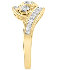 Effy Diamond Round & Baguette Triple Stone Swirl Ring (1 ct. t.w.) in 14k Gold