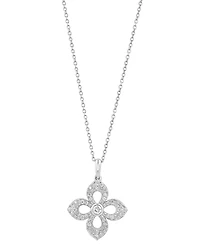 Effy Diamond Flower Pendant Necklace (1/2 ct. t.w.) in 14k White Gold, 18"