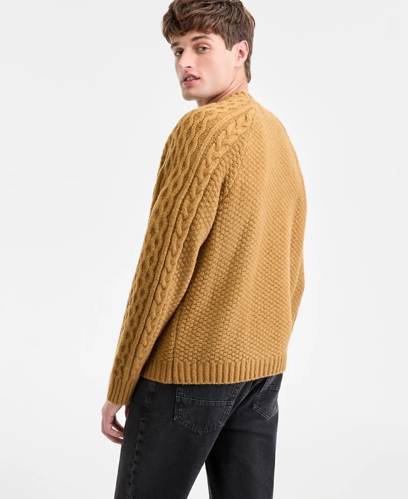 Sun + Stone Men's Long-Sleeve Cozy Cable-Knit Crewneck Sweater, Macy's Exclusive