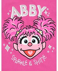 Sesame Street Toddler Girls Elmo Abby Cadabby T-Shirt Tulle Skirt and Scrunchie 3 Piece Outfit Set to