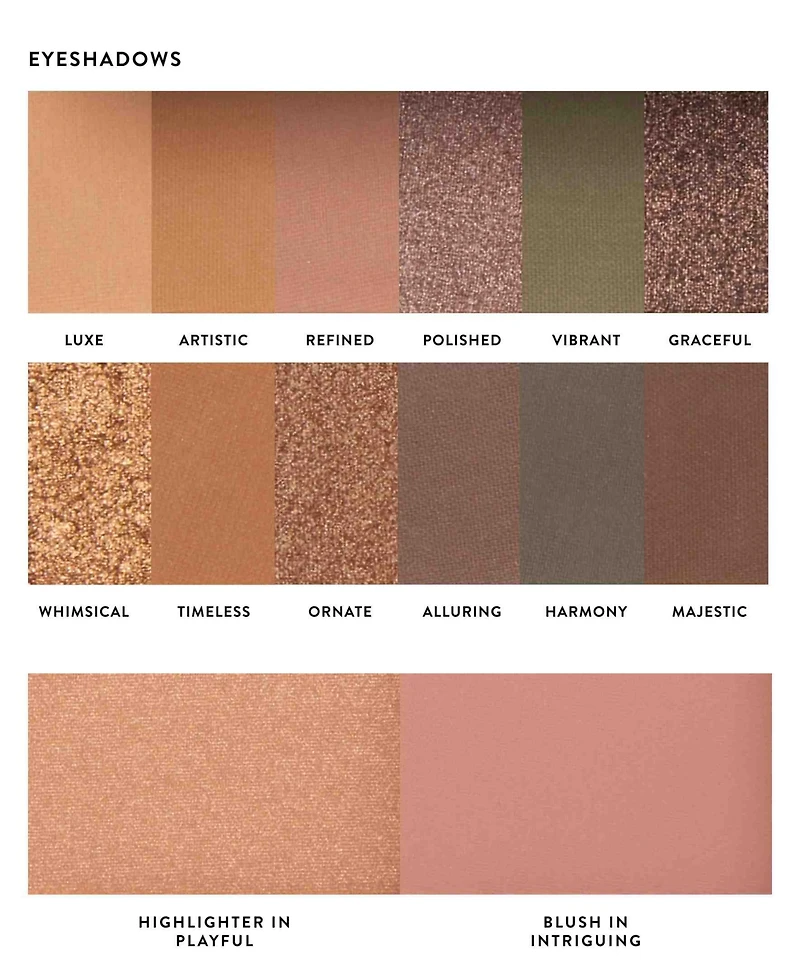 Laura Geller Beauty Laura's Essentials Eclectic & Elegant 12 Multi-Finish Eyeshadows, 1 Highlighter, 1 Blush