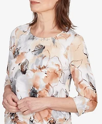 Alfred Dunner Petite Watercolor Floral Top