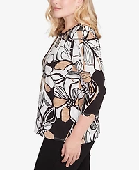 Alfred Dunner Petite Leaf Floral Top