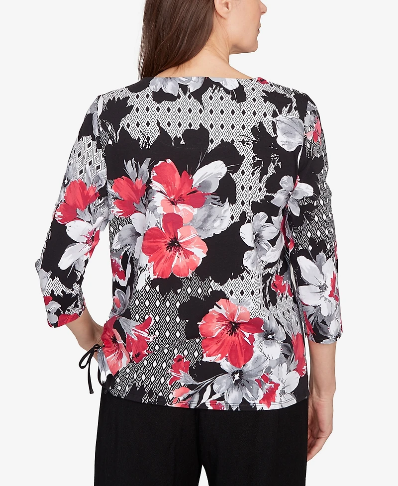 Alfred Dunner Petite Patchwork Floral Top