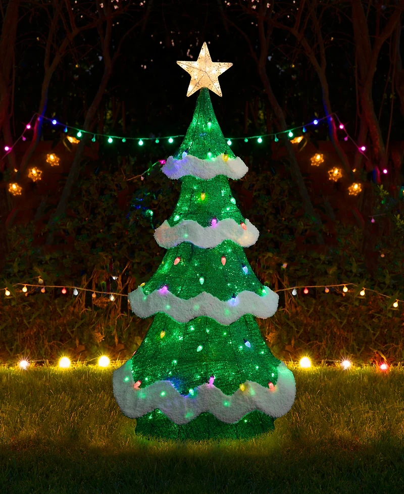 Glitzhome 74.5" Lighted Mesh 3D Christmas Tree