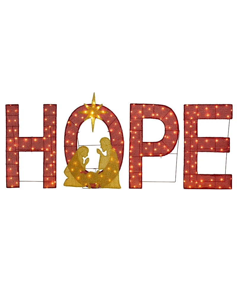 Glitzhome Lighted Fabric Christmas 2D Nativity Hope Polyethylene Lighting Decor, Set of 4