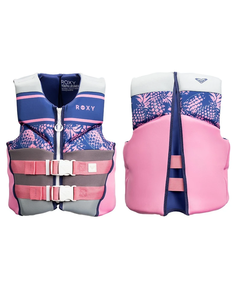 Roxy Youth Life Vest, Uscg Approved Evoprene Daily Cga Life Jacket, for Girls 55-88 lbs