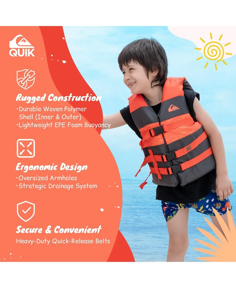 Quiksilver Life Vest Uscg Approved with Quick-Release Buckles for water sports