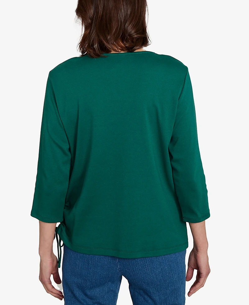 Alfred Dunner Petite Asymmetric Beaded Top