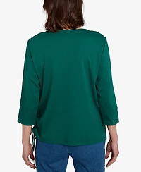 Alfred Dunner Petite Asymmetric Beaded Top
