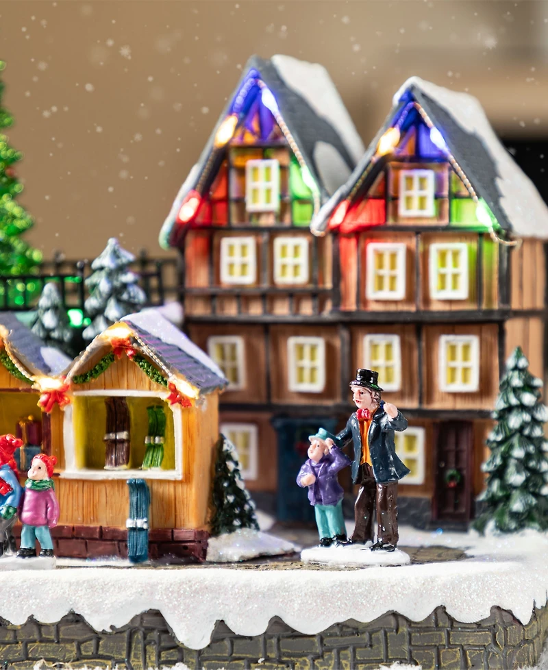 Glitzhome 15.25" Christmas Oversized Resin Lighted Village