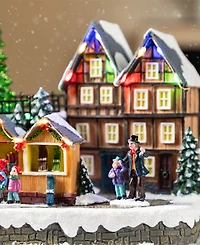 Glitzhome 15.25" Christmas Oversized Resin Lighted Village