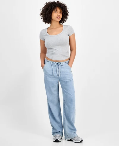 Indigo Rein Juniors' Wide-Leg Lightweight Jeans
