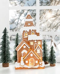 Glitzhome 17.75" Lighted Resin Christmas Gingerbread House Figurine