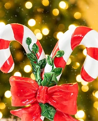 Glitzhome 10" Resin Christmas Candy Cane Figurine
