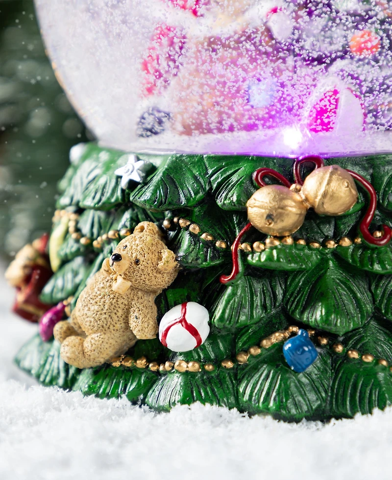 Glitzhome 150mm Lighted Resin Christmas Musical Snowflakes Santa Water Globe