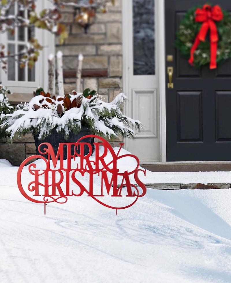 Glitzhome 36" Metal Oversized Christmas "Merry Christmas" Yard Stake