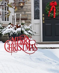 Glitzhome 36" Metal Oversized Christmas "Merry Christmas" Yard Stake