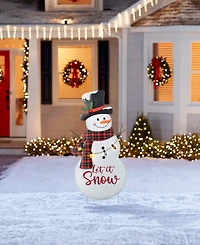 Glitzhome 36" Lighted Metal Christmas Let It Snow Snowman Yard Stake