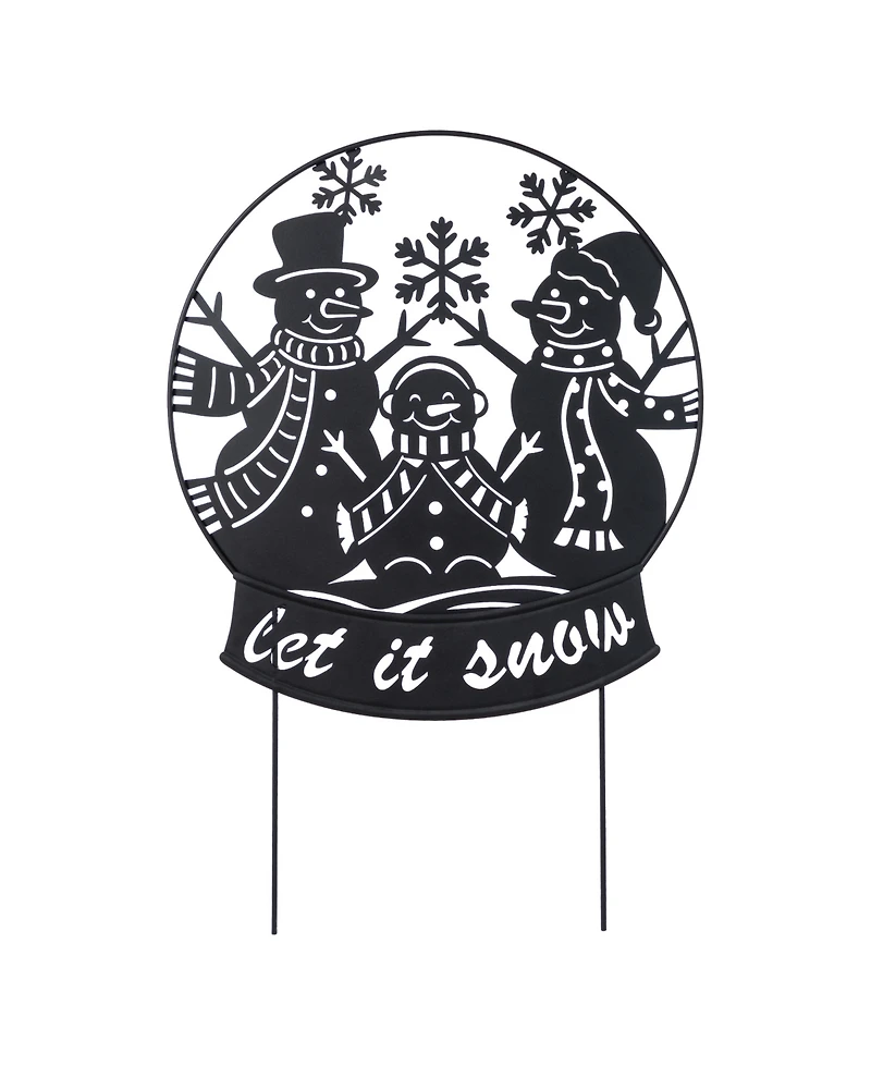Glitzhome 30" Metal Christmas Silhouette Snowman Family Yard Stake or Wall Decor