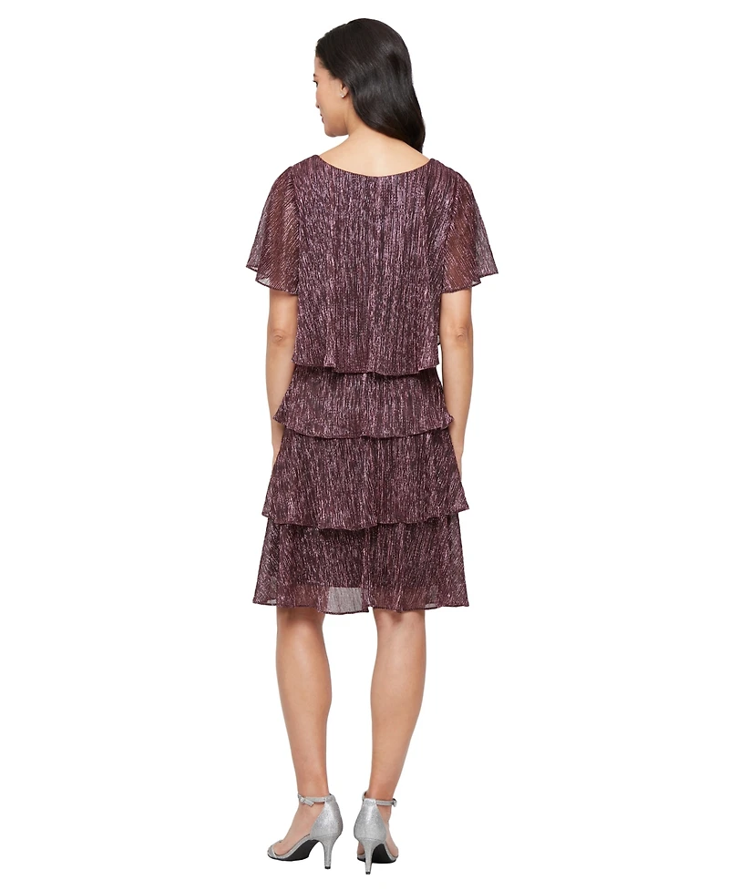 Sl Fashions Tiered Shimmer Shift Dress