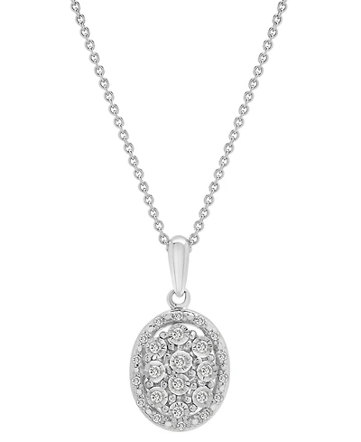 Diamond Octagon Halo Cluster 18" Pendant Necklace (1/10 ct. t.w.) in Sterling Silver, Macy's Exclusive