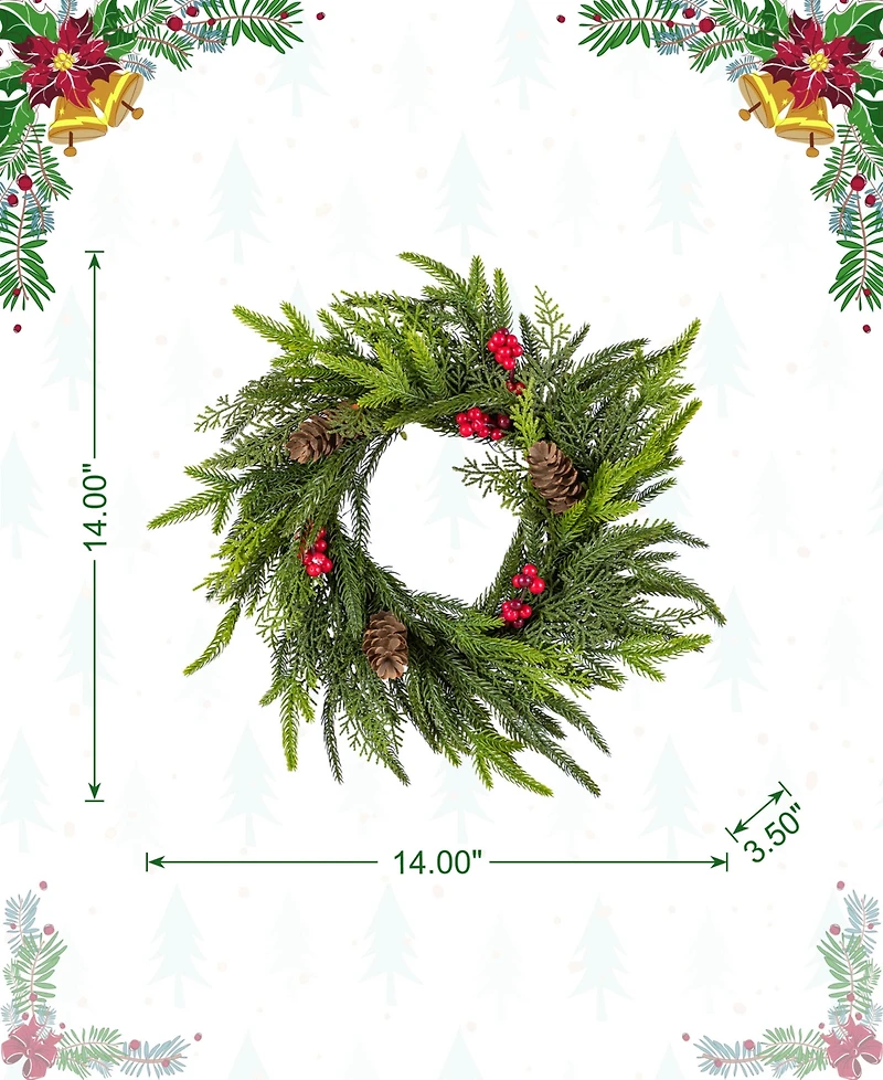 Glitzhome Polyethylene Christmas Mini Dripping Wreaths, Set of 2