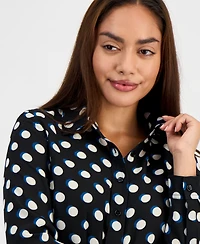 Ak Anne Klein Petite Dot-Print Shirt