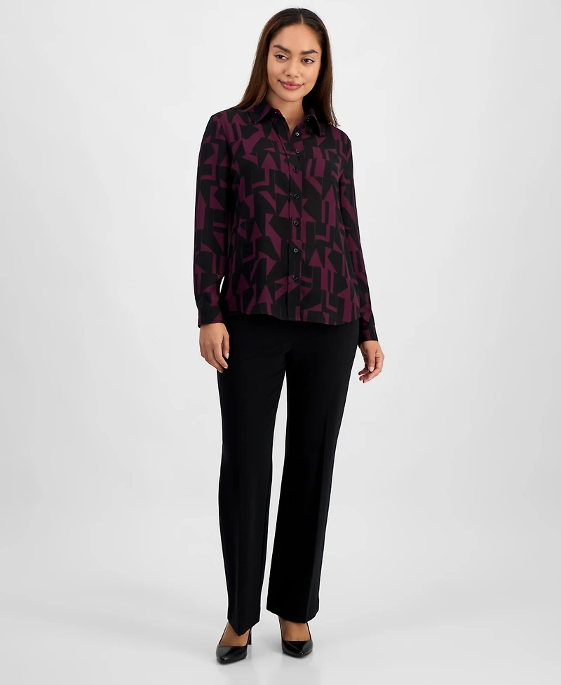 Ak Anne Klein Petite Geo-Print Shirt