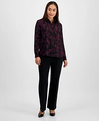 Ak Anne Klein Petite Geo-Print Shirt