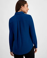 Ak Anne Klein Petite Long-Sleeve Button-Front Shirt