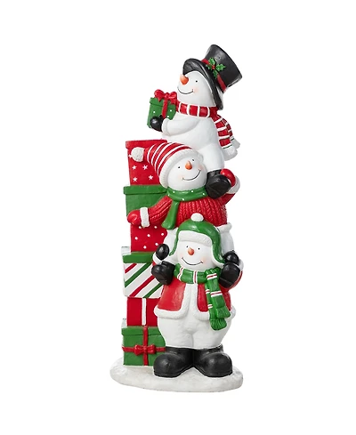 Glitzhome 35.25" Resin Christmas Stacked Snowman Porch Decor