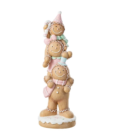 Glitzhome 29.25" Resin Christmas Macaron Stacked Gingerbread Man Porch Decor