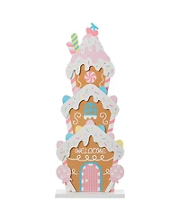 Glitzhome 35.25" Wooden Christmas Gingerbread House Porch Decor