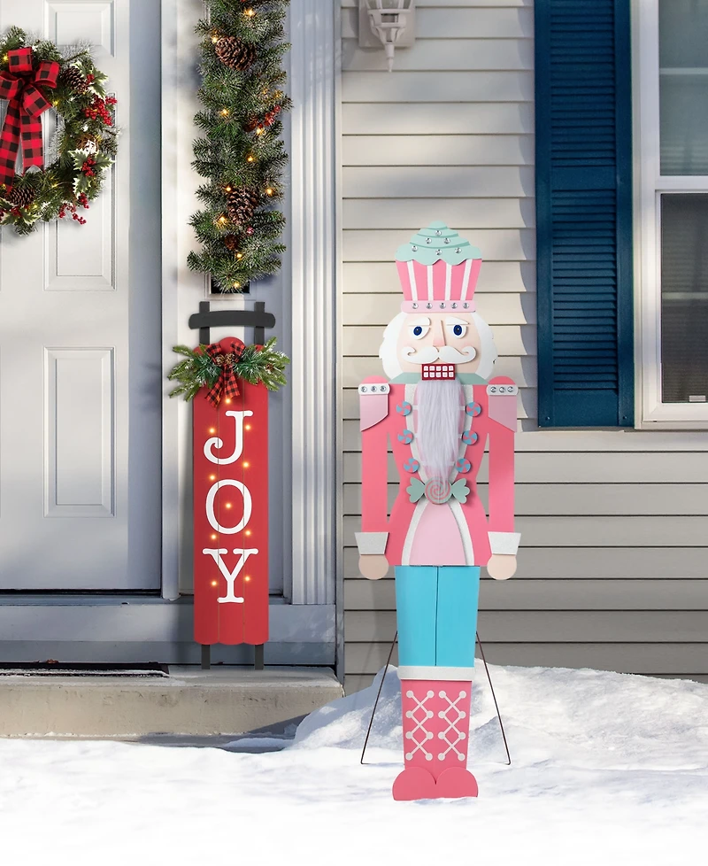 Glitzhome 60" Wooden Christmas Nutcracker Porch Decor