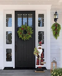 Glitzhome 35.75" Lighted Wooden Africa Santa Porch Decor