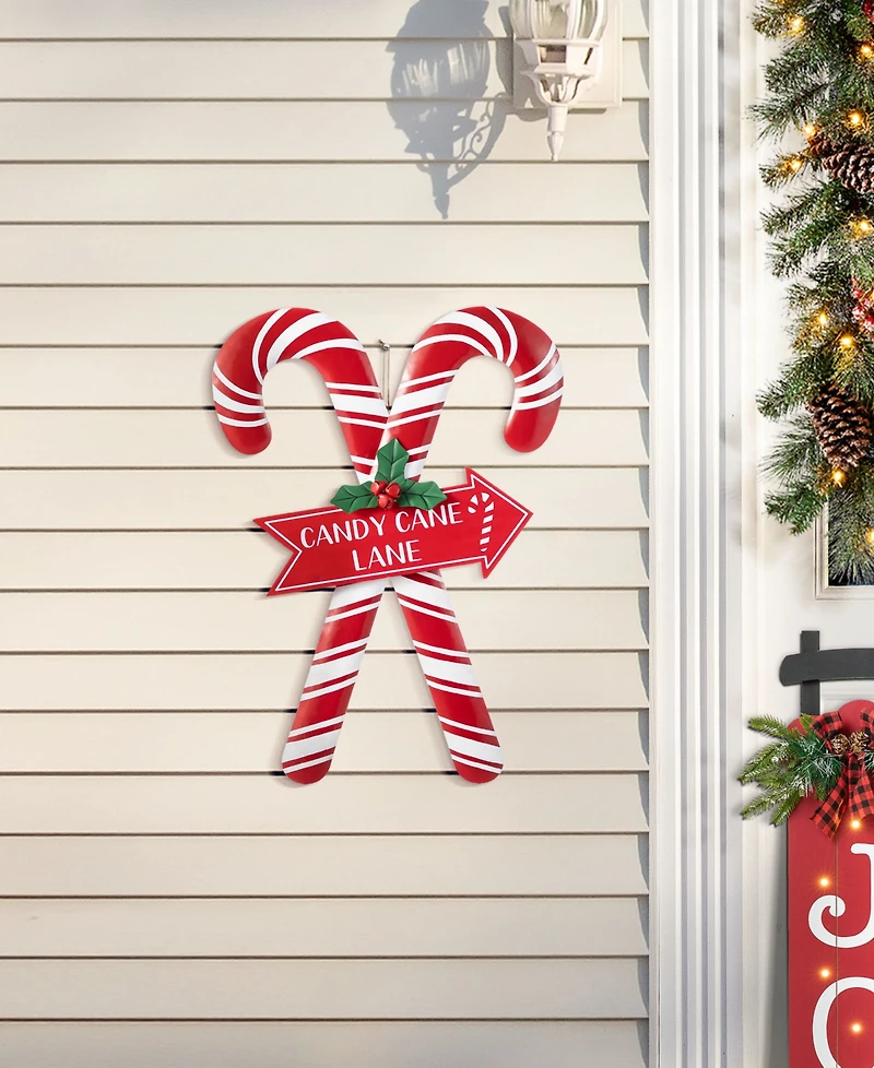 Glitzhome 30" Metal Christmas Candy Cane Yard Stake